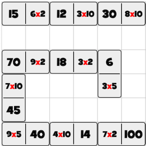 jeu de domino de multiplication